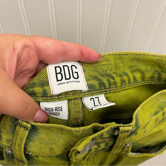 Urban Outfitters | BDG High Rise Baggy Jeans in Electric Green Sz 27 - Picture 4 of 10